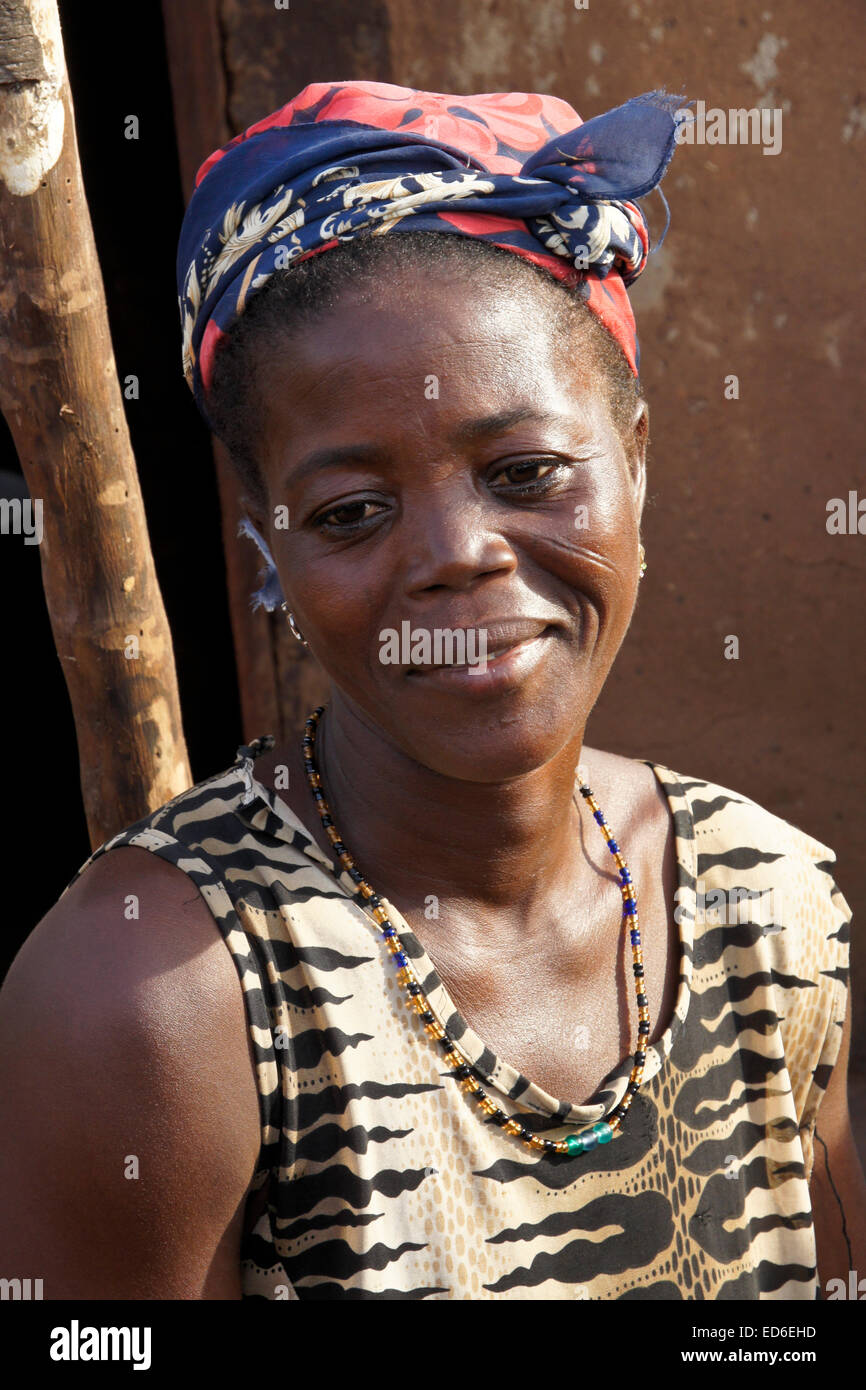 Woman of Gambaga, Ghana, with tribal scarring on face Stock Photo