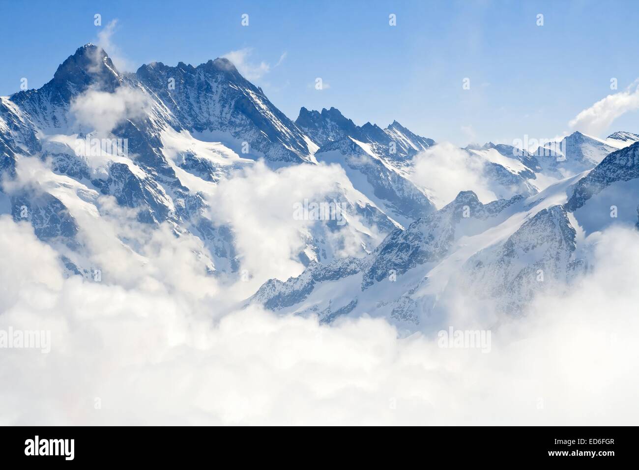 Alpine Alps mountain landscape at Jungfraujoch, Top of Europe ...