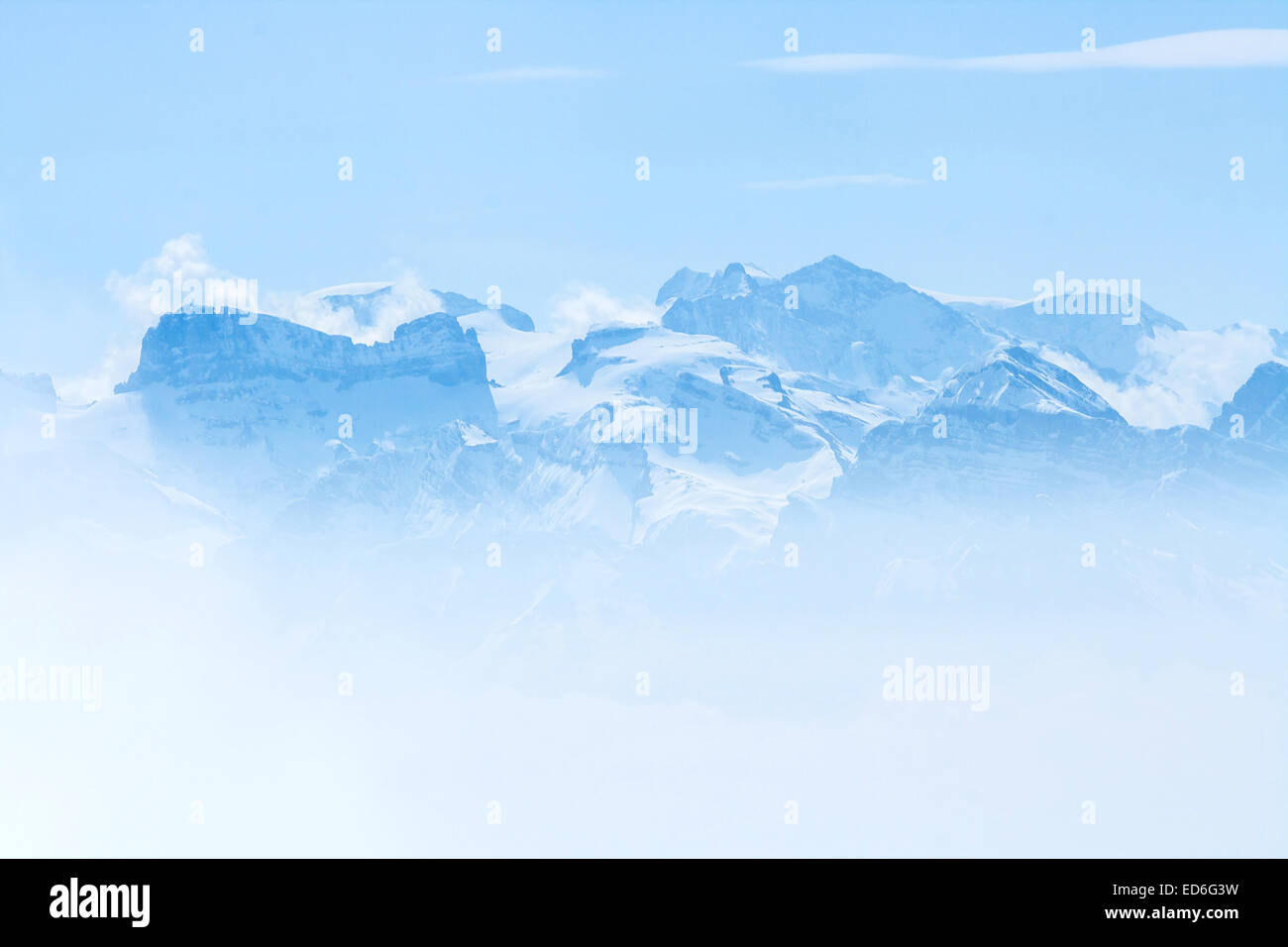 Landscape of Snow Mountain with Blue Sky from Pilatus Peaks Alps Lucern ...