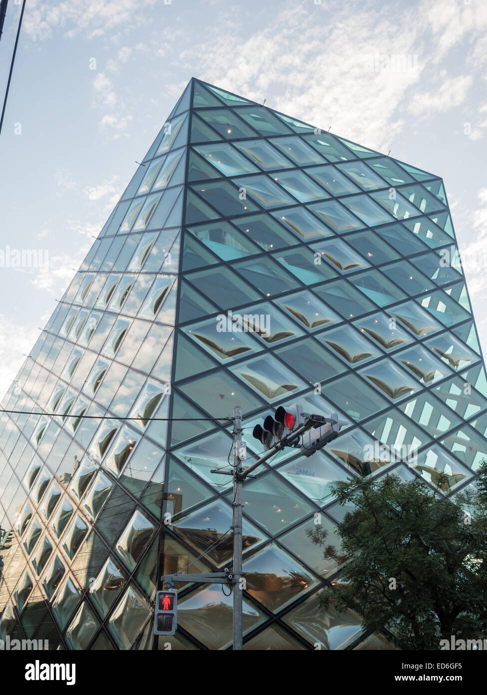 Prada building glass facade,  by Herzog & de Meuron, Minato-ku, Tokyo Stock Photo