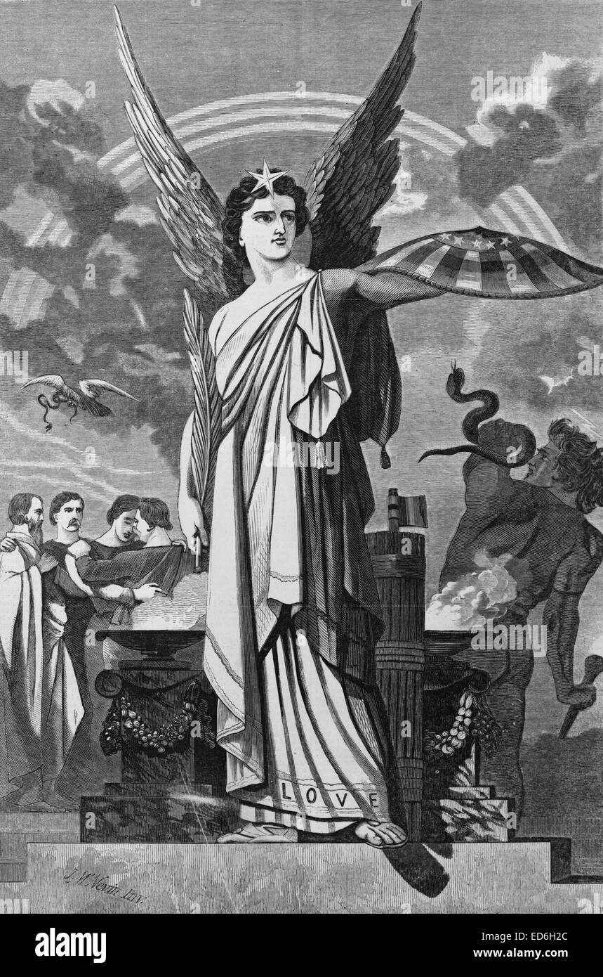 The spirit of union' as featured in Harpers Weekly, 1860. Stock Photo