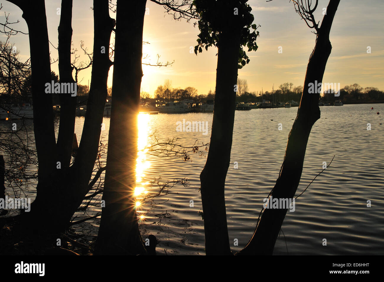 Oulton Broad at sunset Stock Photo