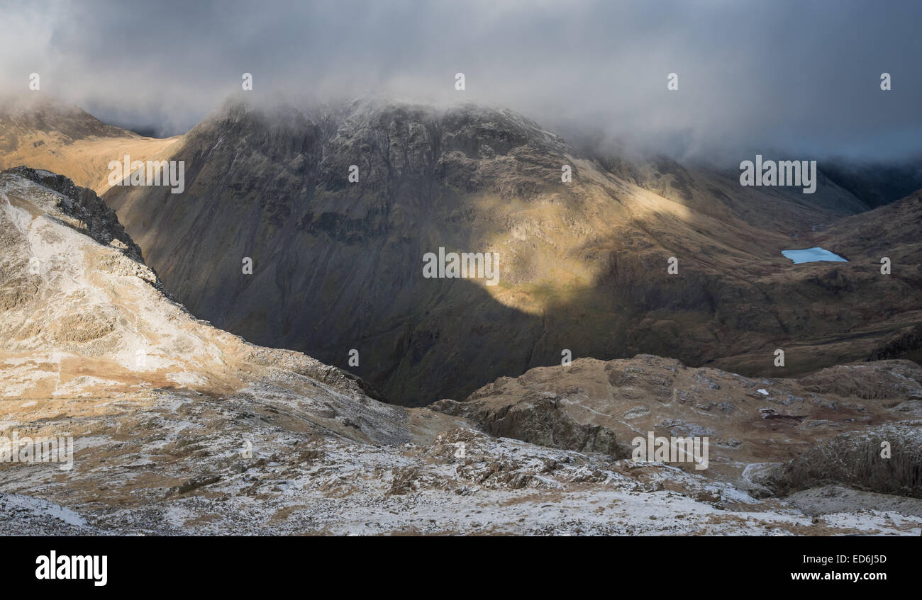 View over Lingmell and Piers Gill to Great Gable and Styhead Tarn, English Lake District Stock Photo