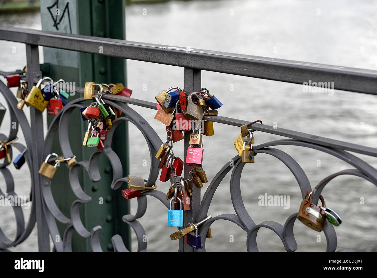 Locks placed on a Pedestrian Bridge, Frankfurt, Germany Stock Photo Alamy