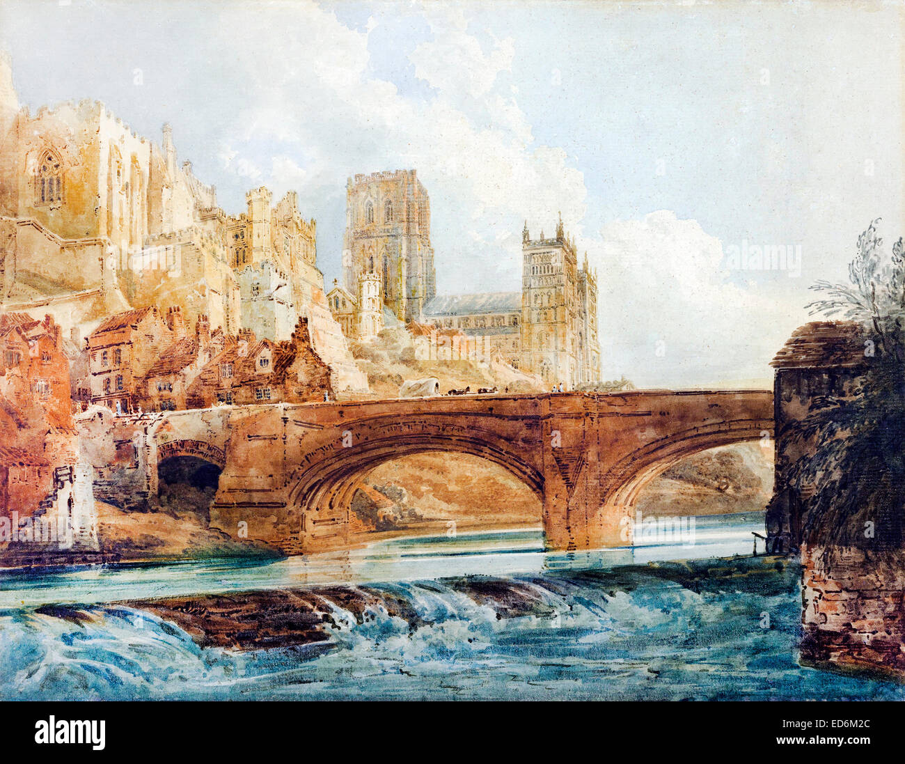 Thomas Girtin, Durham Cathedral and Castle. Circa 1800. Watercolor. J. Paul Getty Museum, Los Angeles, USA. Stock Photo