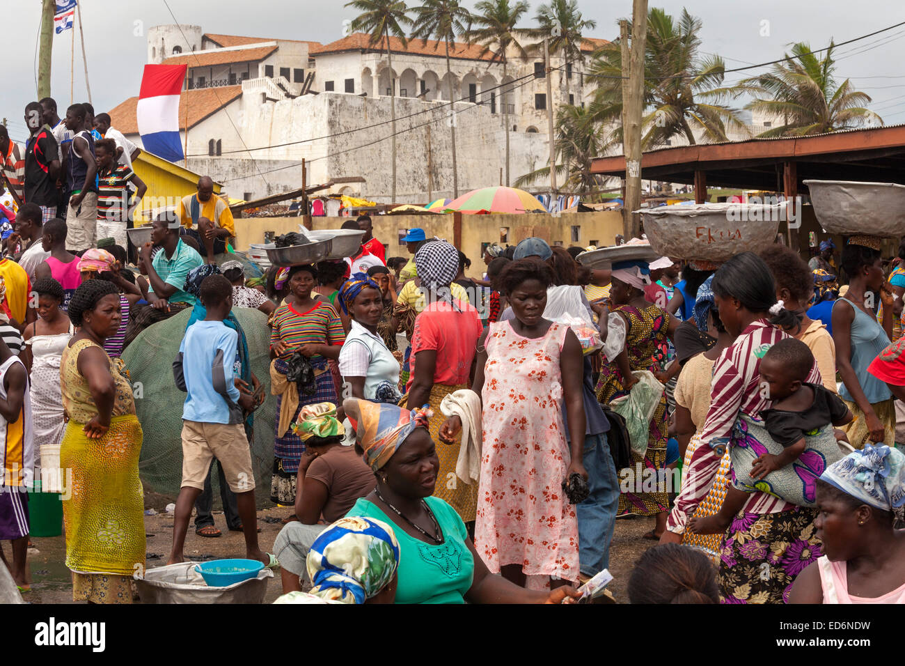 Fish market, Elmina, Ghana, Africa Stock Photo