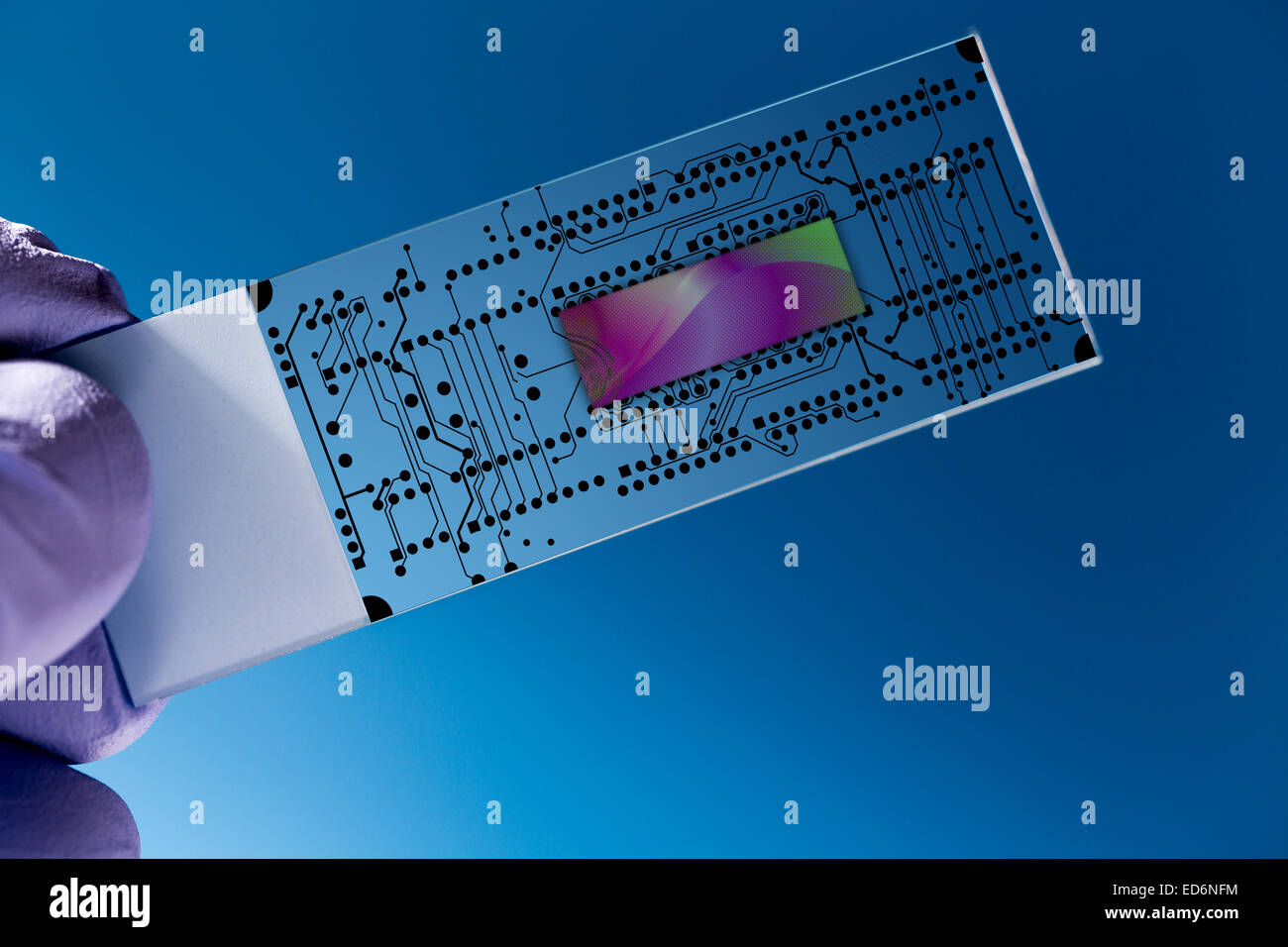 Lab on chip (LOC) is  device that integrates  laboratory functions on  nano chip Stock Photo