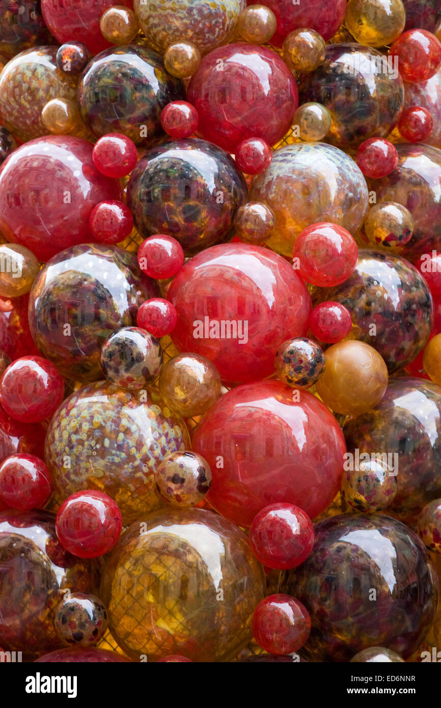 Close up of the Christmas tree made of Mdina Glass on the streets of Valletta Malta Stock Photo