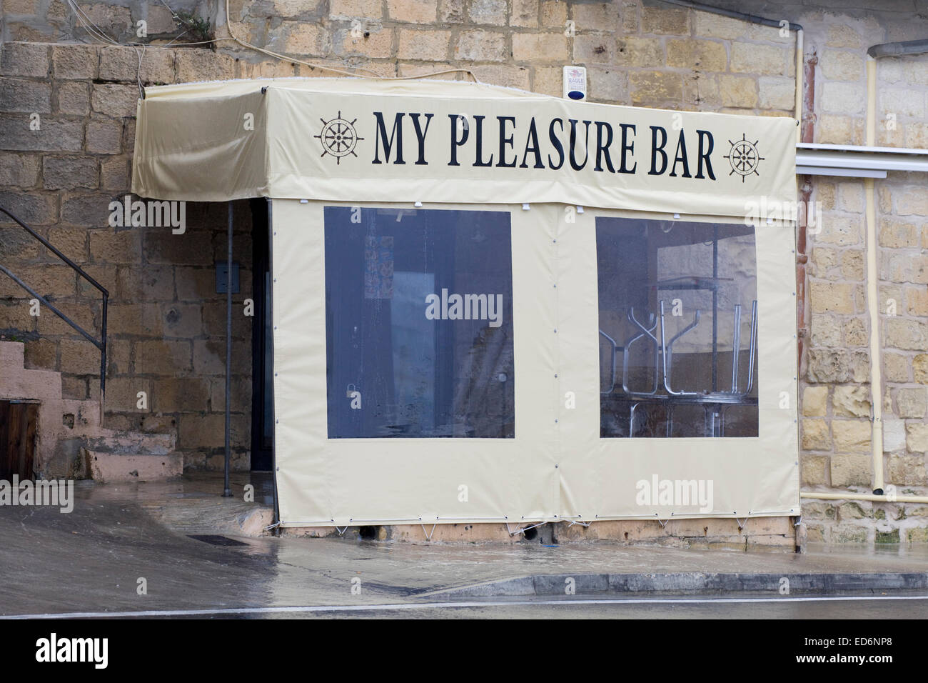 Entrance to My Pleasure Bar on the streets Malta Stock Photo Alamy