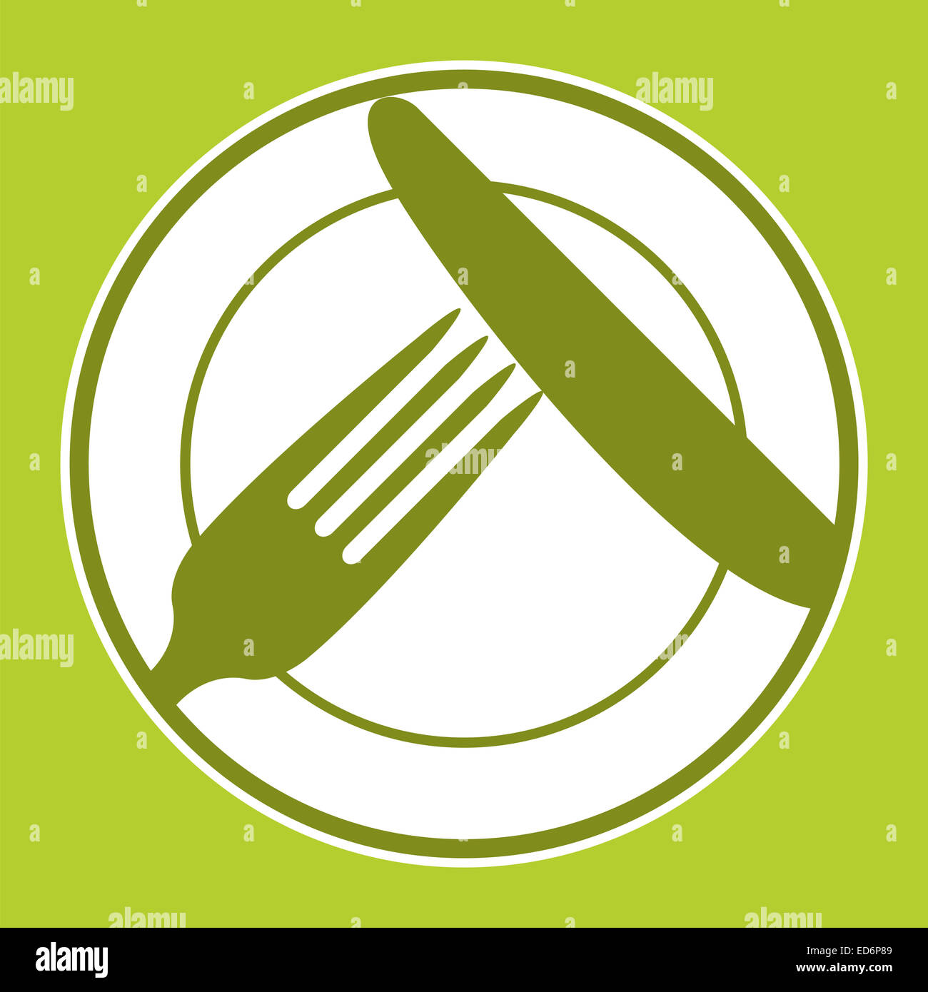 Plate, knife and fork. Restaurant menu design with cutlery symbols