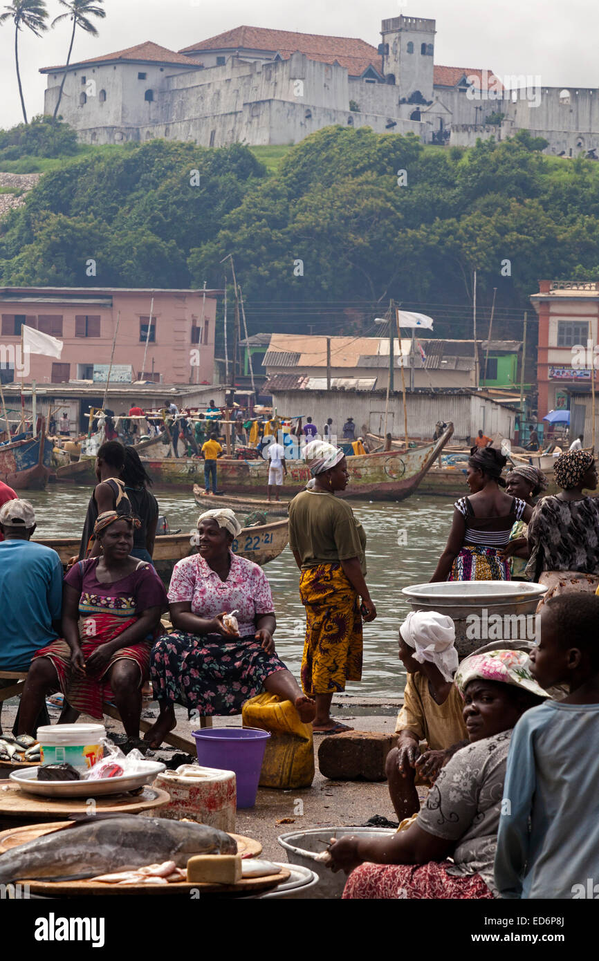 Fish market, Elmina, Ghana, Africa Stock Photo