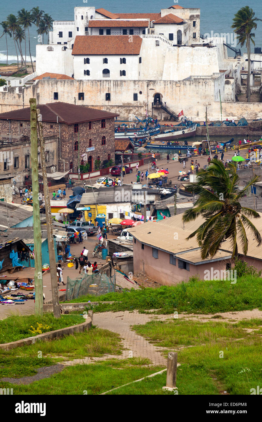 View of St. George's Castle from Fort Jago, Elmina, Ghana, Africa Stock Photo