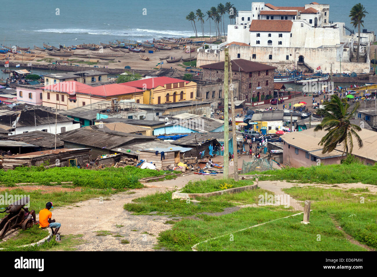 View of St. George's Castle from Fort Jago, Elmina, Ghana, Africa Stock Photo