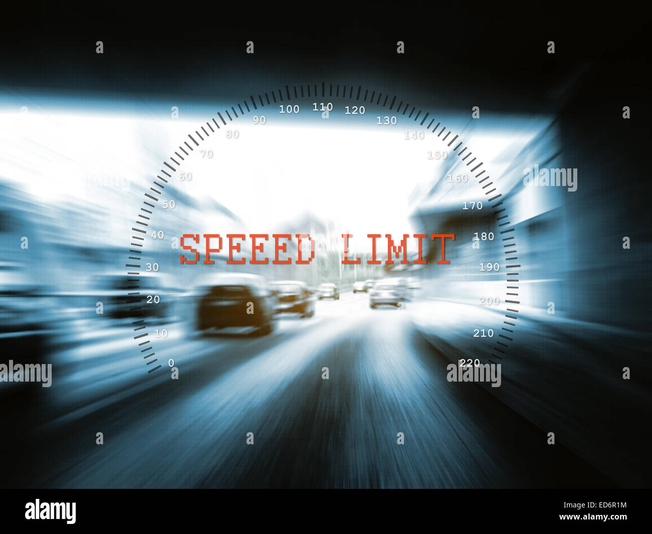 speed limit on highway Stock Photo