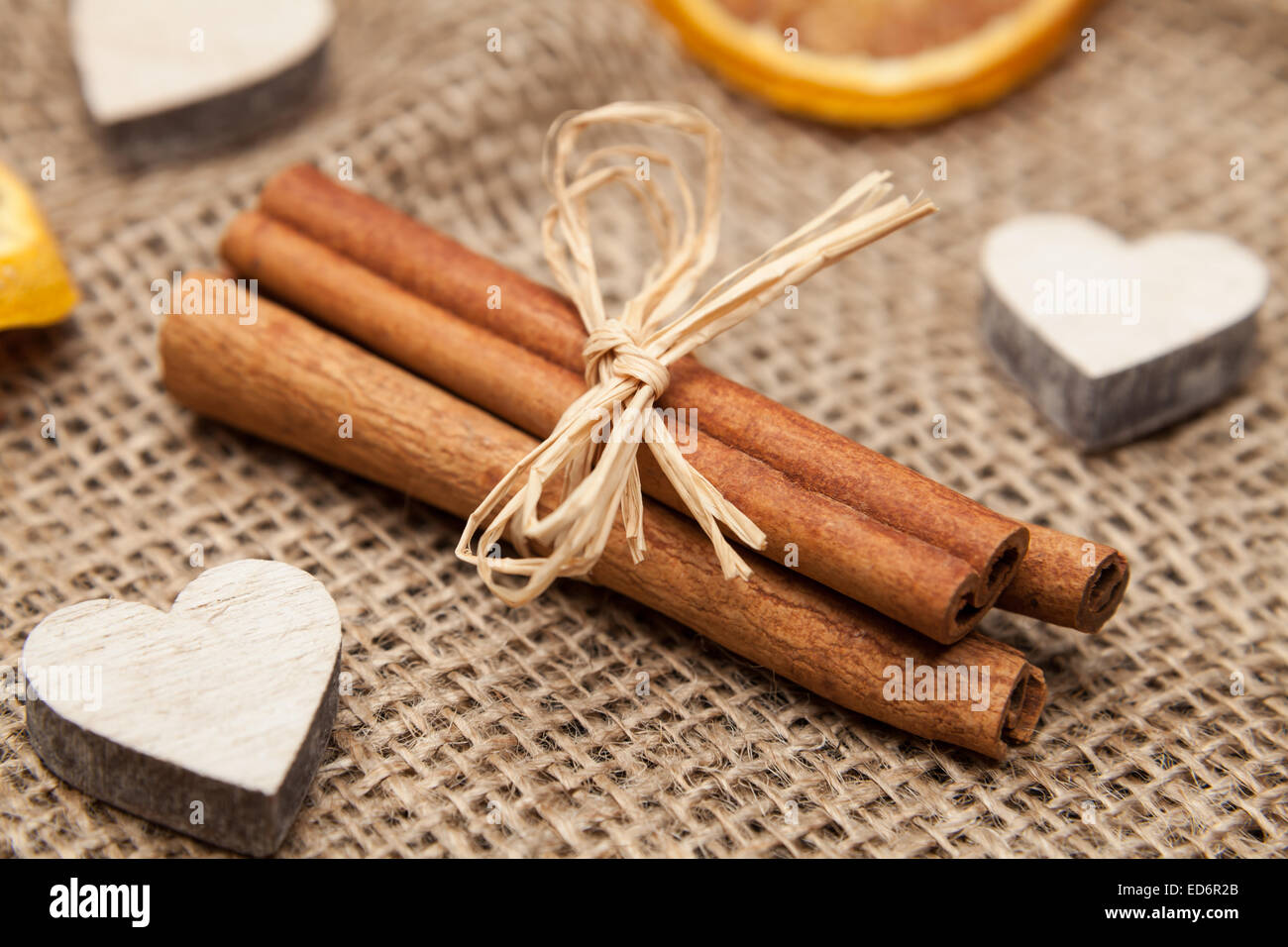 cinnamon stick and christmas decoration Stock Photo