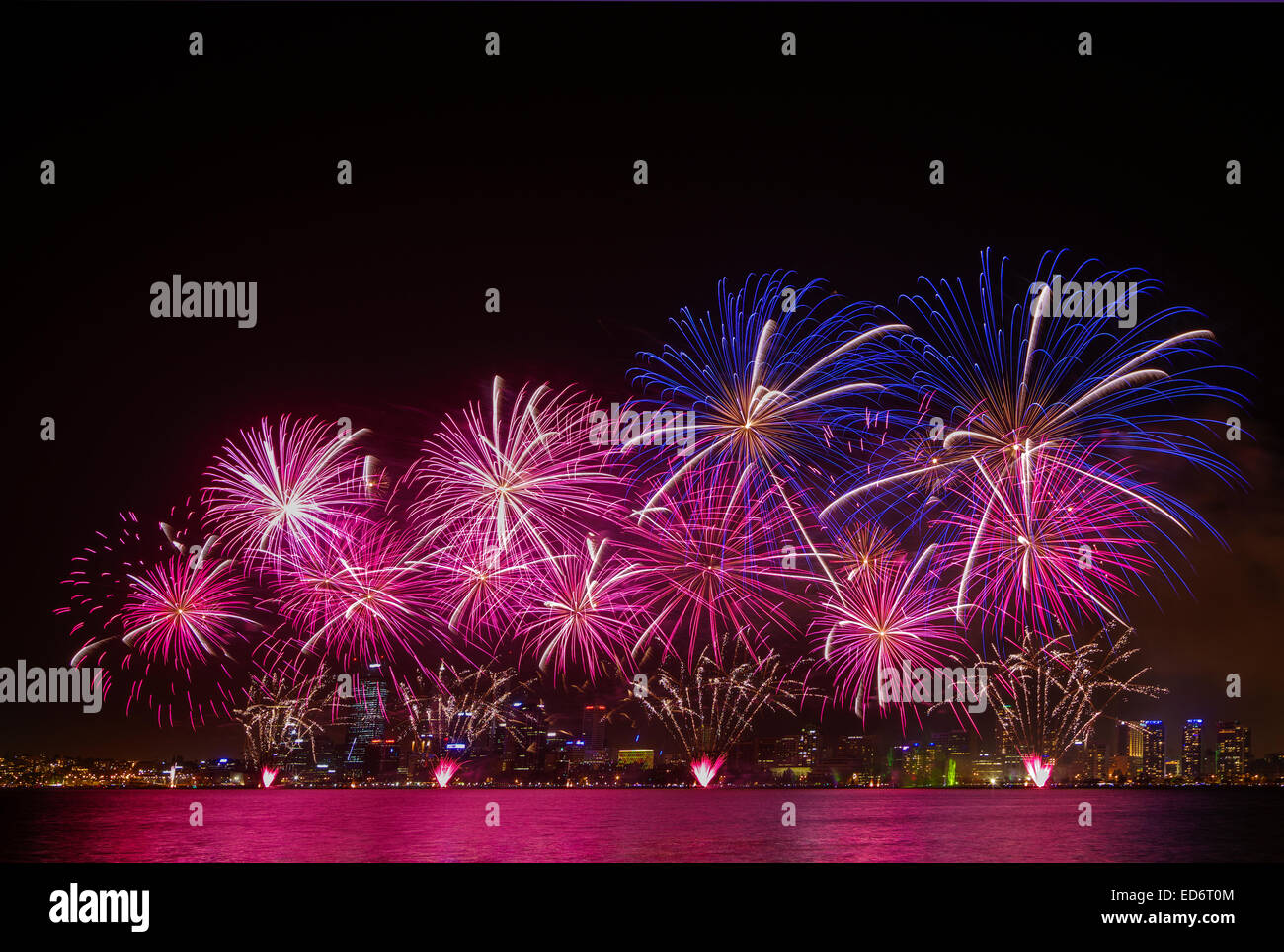 Australia Day fireworks, Perth, Western Australia Stock Photo