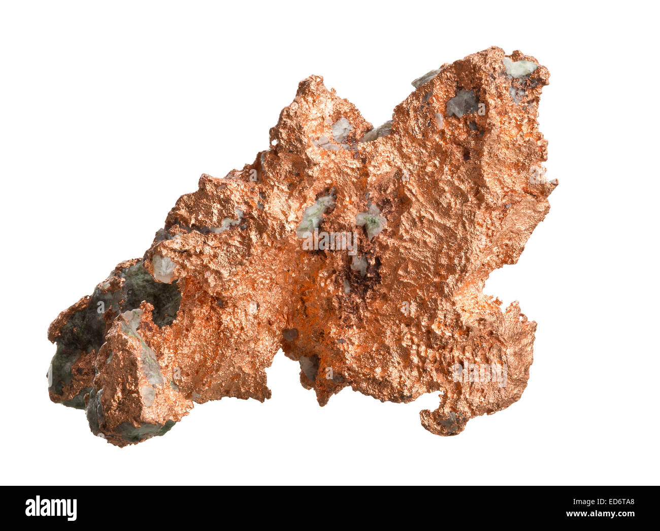Native copper (Cu) specimen isolated on white background Stock Photo
