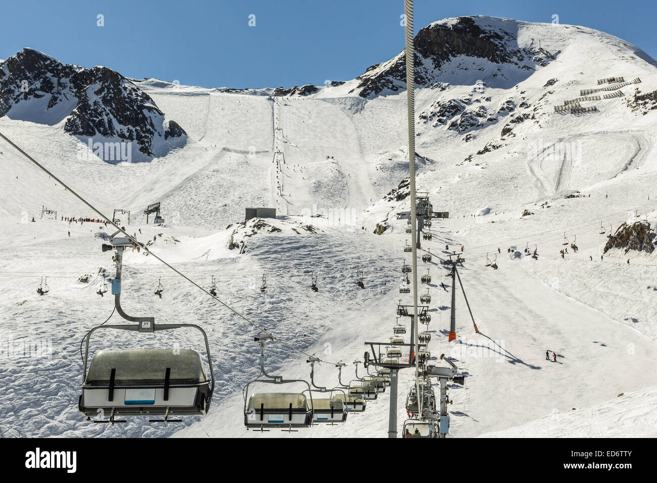 The chair lifts of Zell am See-Kaprun ski region in Austria Stock ...