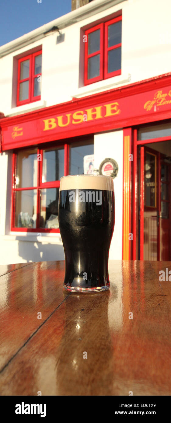 A pint of Guinness outside Bushe's Bar at Baltimore West Cork County