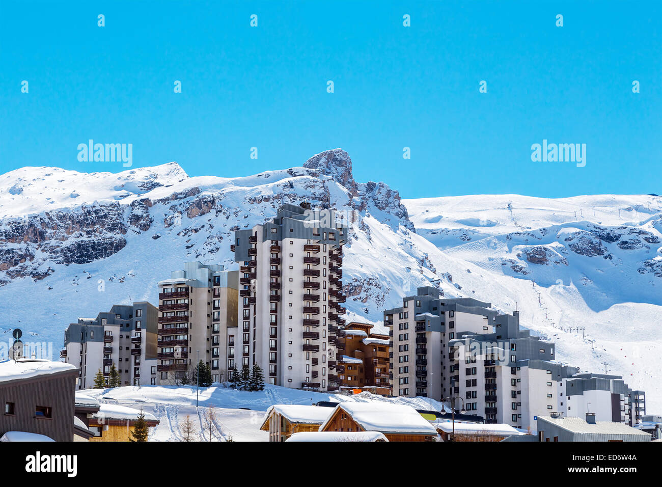 View of Tignes Val Claret Stock Photo