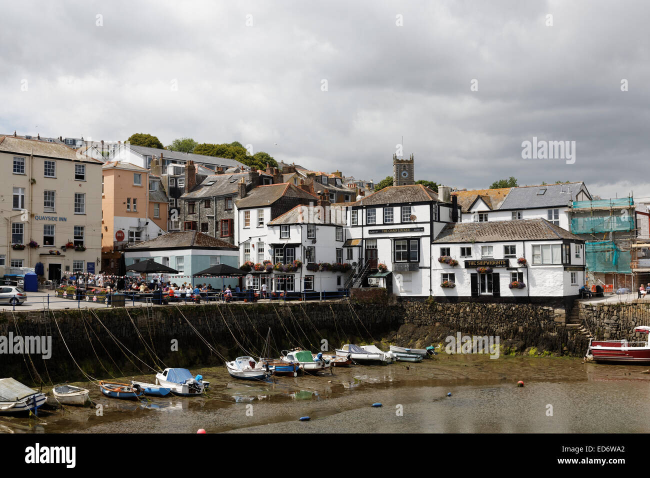 Boats during low tide at Falmouth harbour, Cornwall, UK Stock Photo Alamy