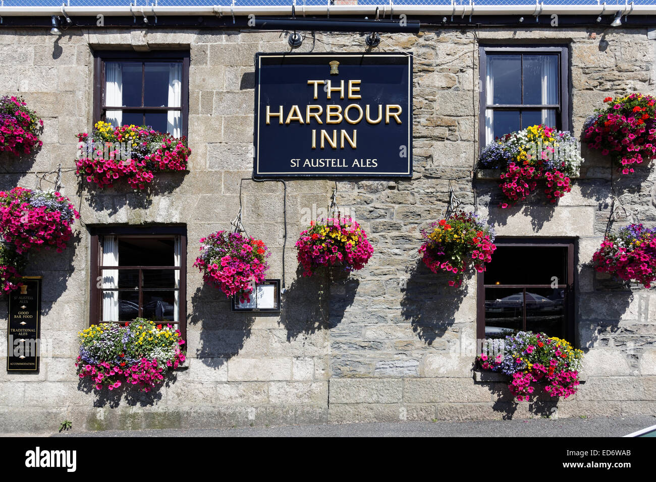 Flowers at The Harbour Inn, Porthleven, Cornwall, UK Stock Photo Alamy