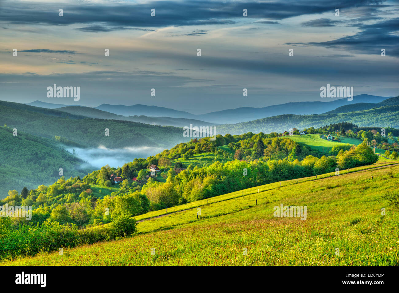 Landscape, Protected Landscape Area Bile Karpaty, White Carpathian Mountains, Zitkova, Czech Republic Stock Photo