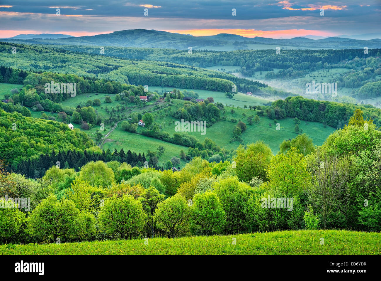 Landscape, Protected Landscape Area Bile Karpaty, White Carpathian Mountains, Zitkova, Czech Republic Stock Photo
