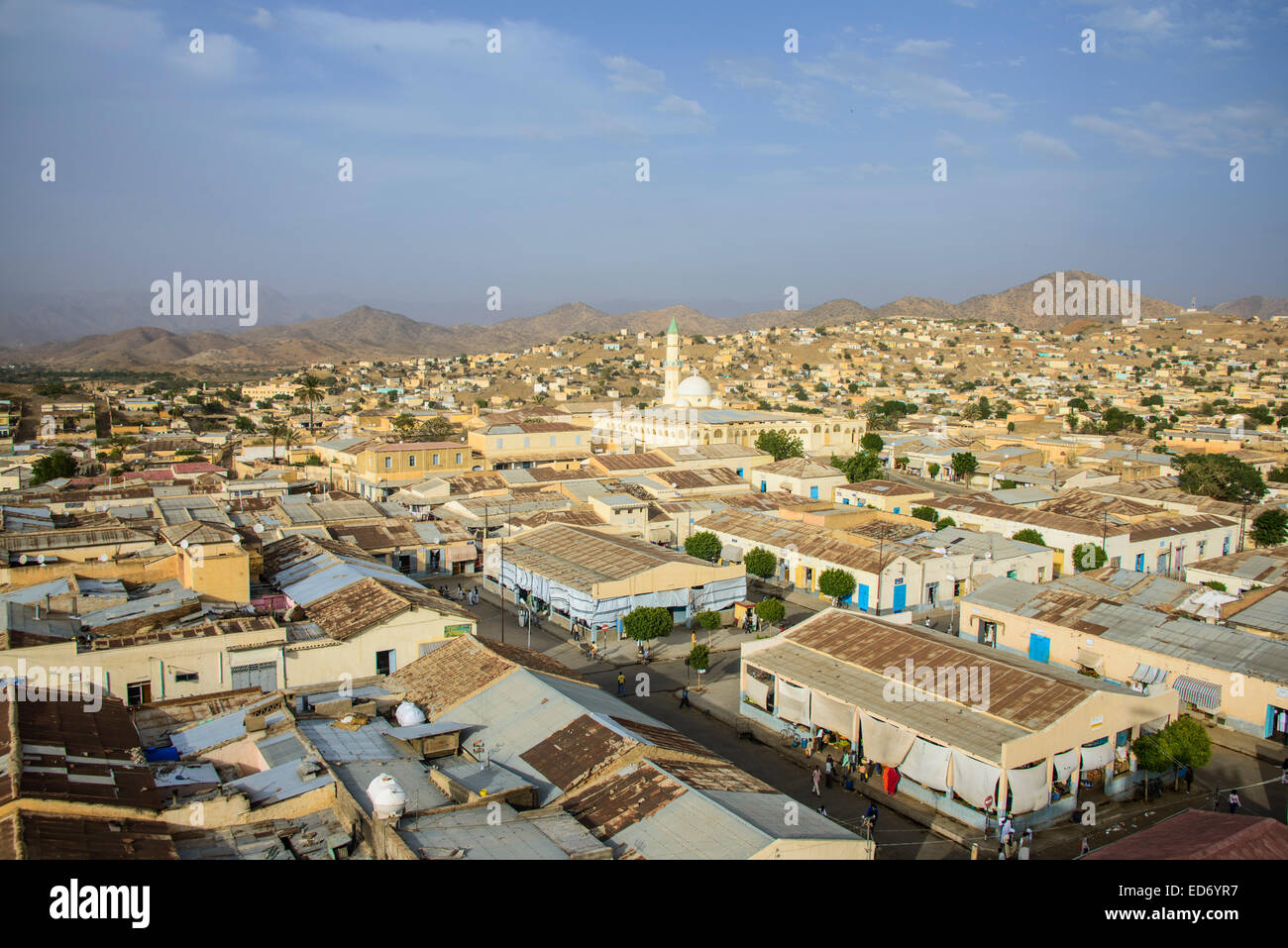 Overlooking the town of Keren in the highlands, Keren, Eritrea Stock