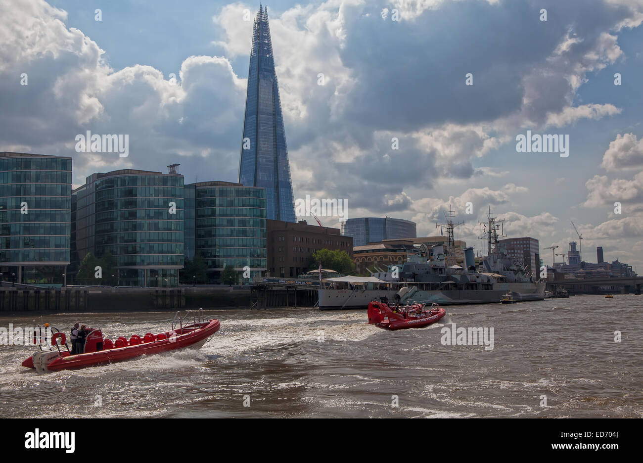 The London Shard seen from the River Thames Stock Photo