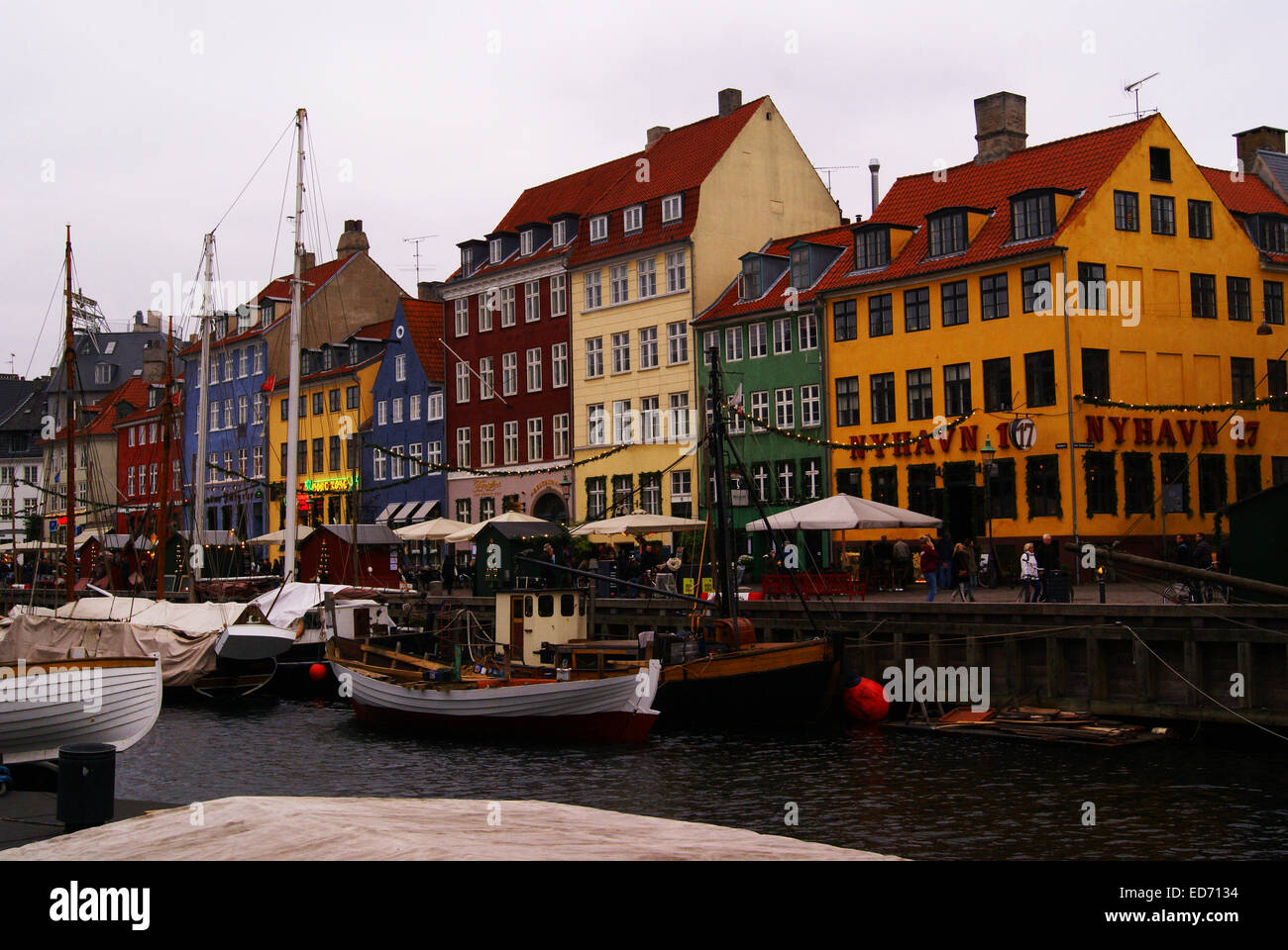 Nyhavn on an overcast day Stock Photo