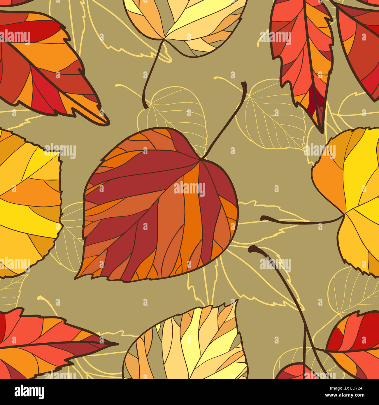 Vector seamless background with autumn leaves Stock Photo - Alamy