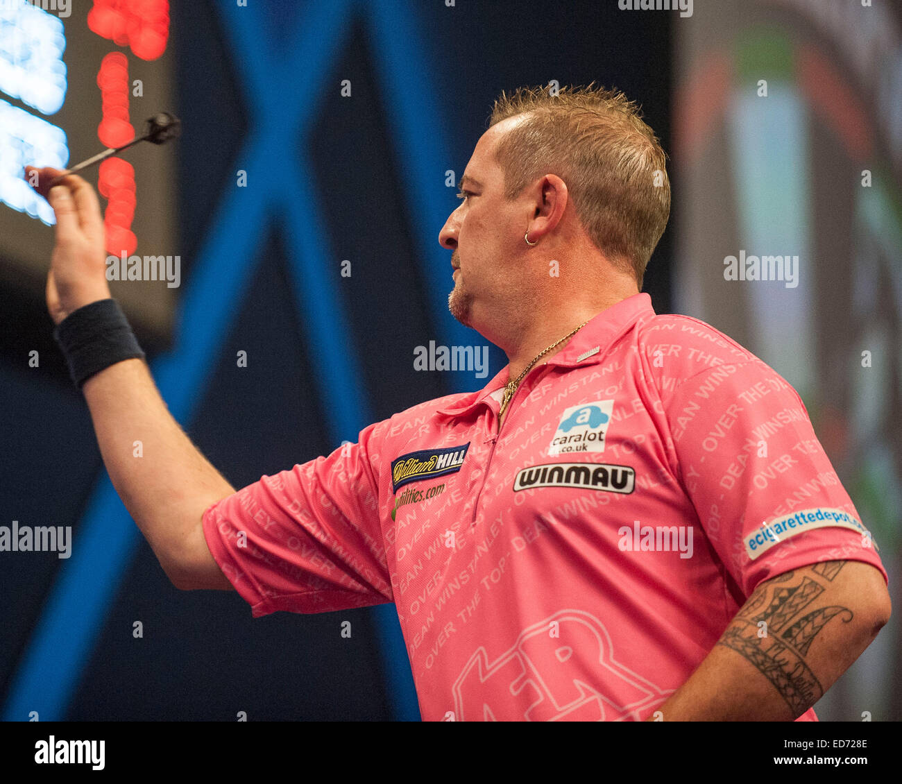 London, UK. 30th Dec, 2014. William Hill PDC World Darts Championship. Dean Winstanley (26) [ENG] in action during his game with Vincent van der Voort (23) [NED]. Vincent van der Voort won the match 4-2. © Action Plus Sports/Alamy Live News Stock Photo