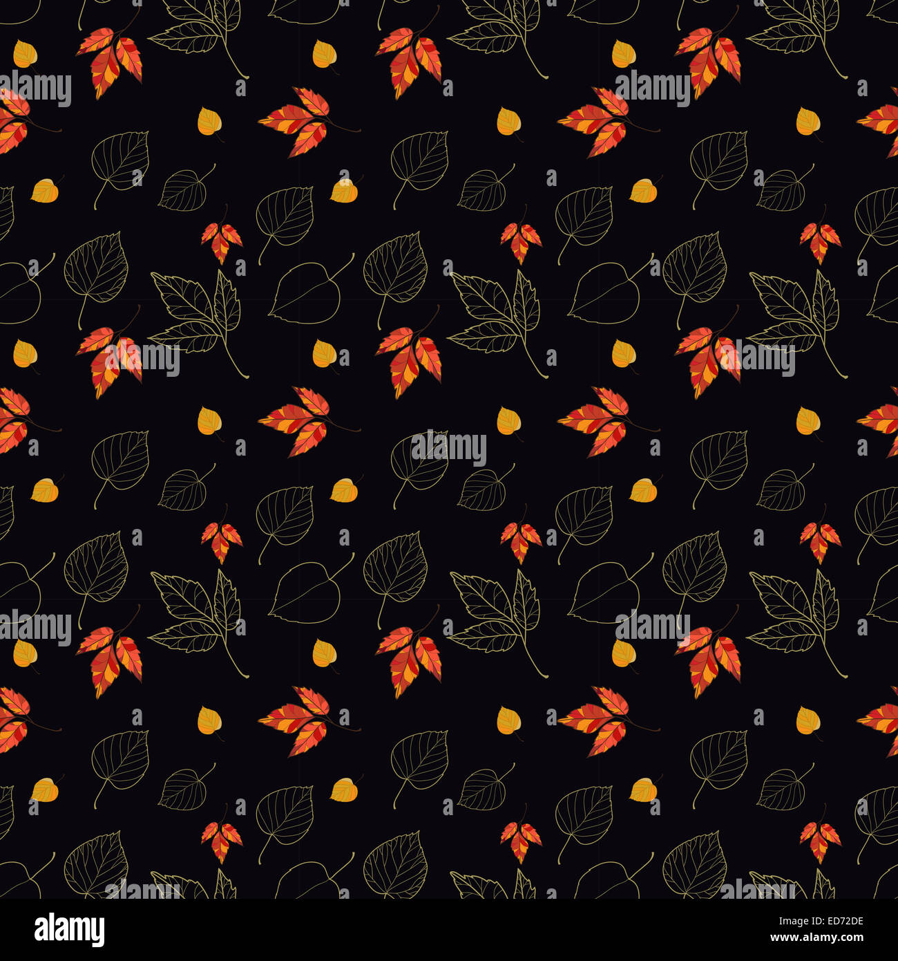 Vector seamless background with autumn leaves Stock Photo - Alamy