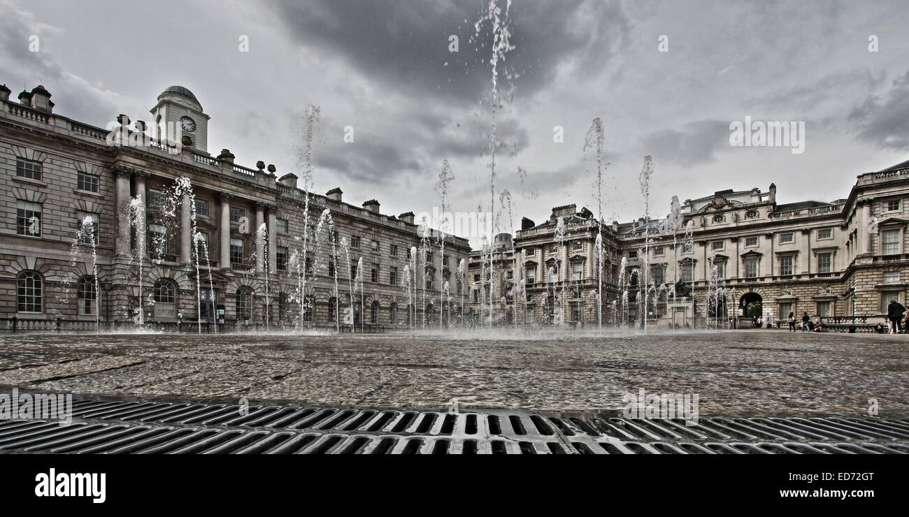 Water fountains at Somerset House, London Stock Photo