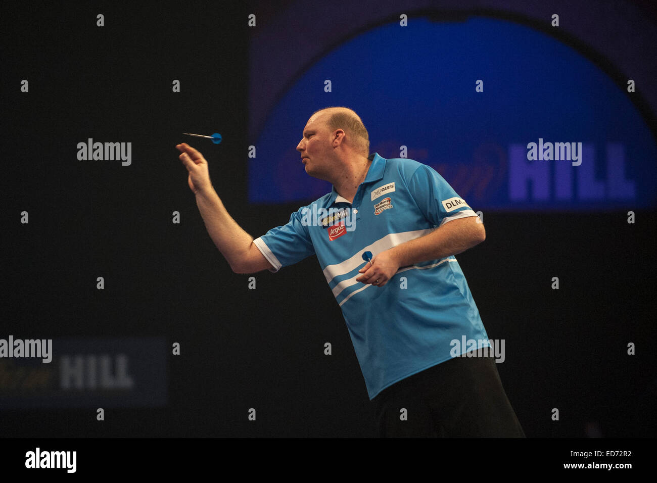London, UK. 30th Dec, 2014. William Hill PDC World Darts Championship. Vincent van der Voort (23) [NED] in action during his game with Dean Winstanley (26) [ENG]. Vincent van der Voort won the match 4-2. © Action Plus Sports/Alamy Live News Stock Photo