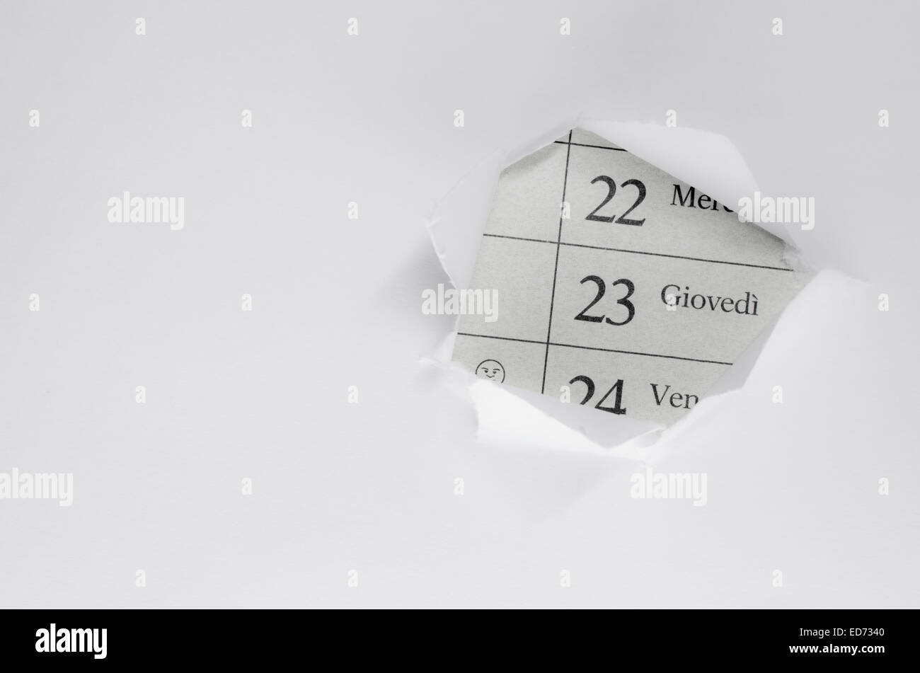 Calendar day numbers on white paper stock photo alamy