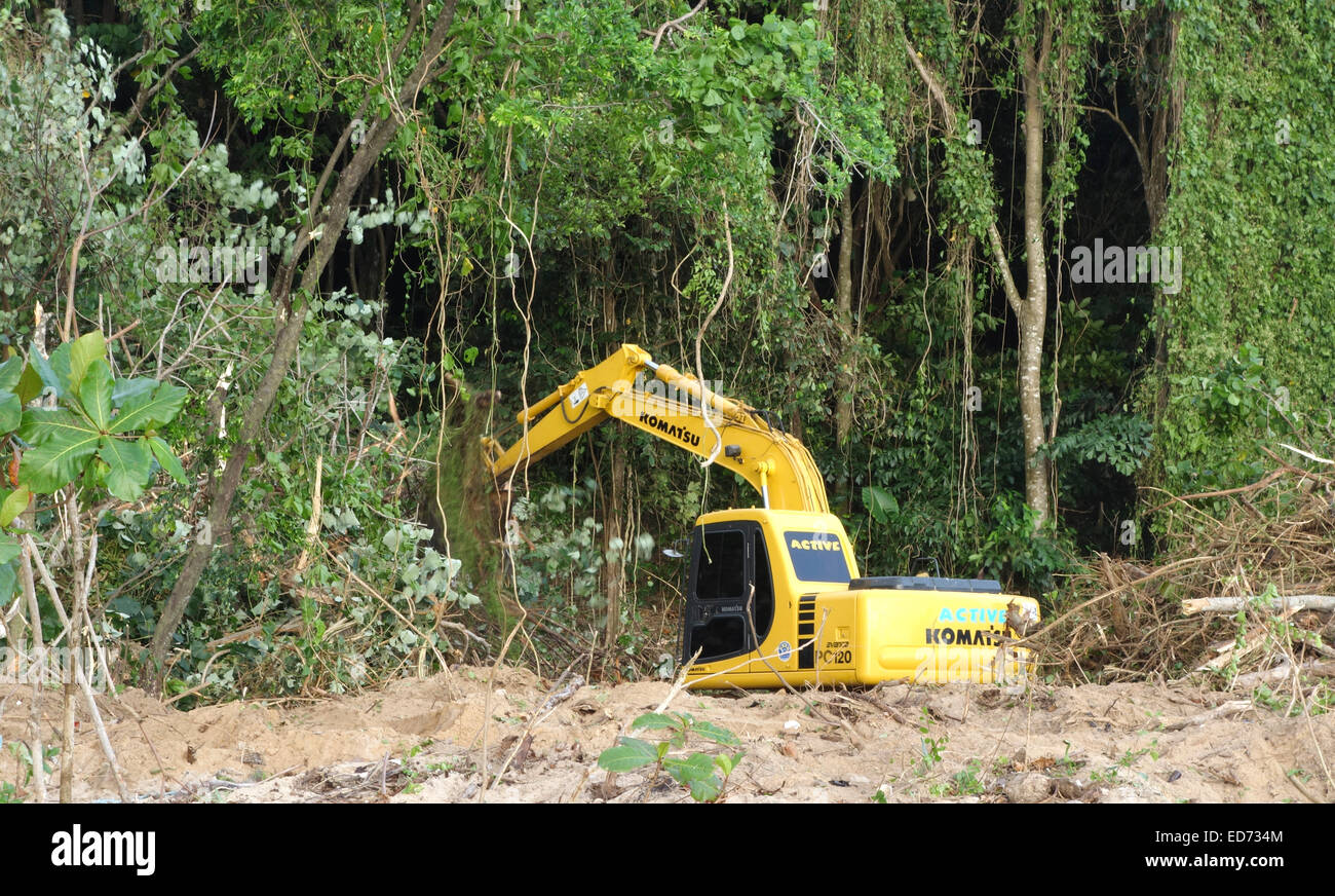 Tropical rainforest destroyed for building Vacation resort. Thailand, Krabi, Koh Lanta Ko. Southeast Asia. Stock Photo