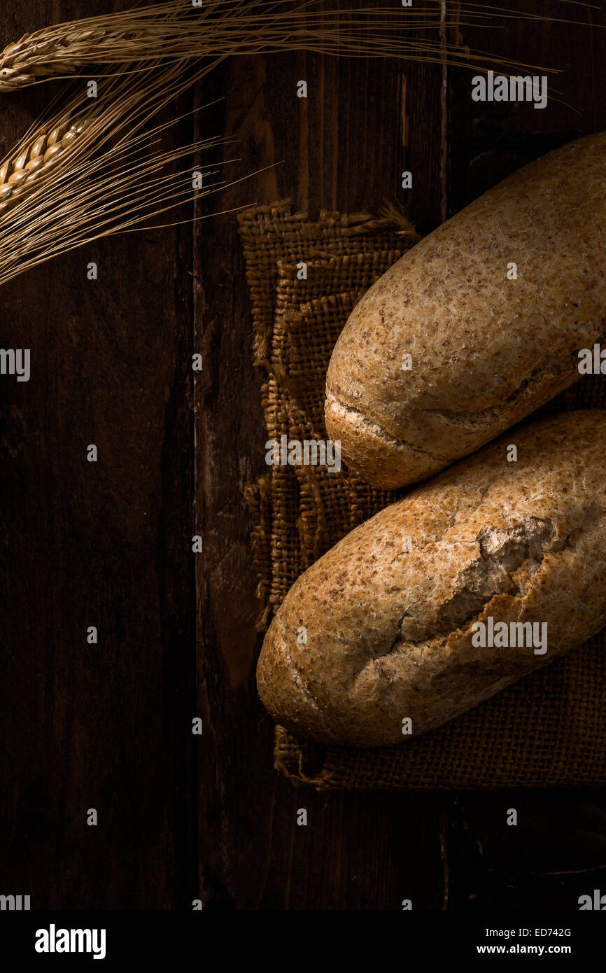 Whole Wheat Bread with Grain Spikes Stock Photo Alamy