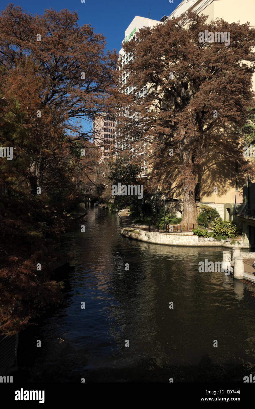 San Antonio Riverwalk early on a December morning. Stock Photo