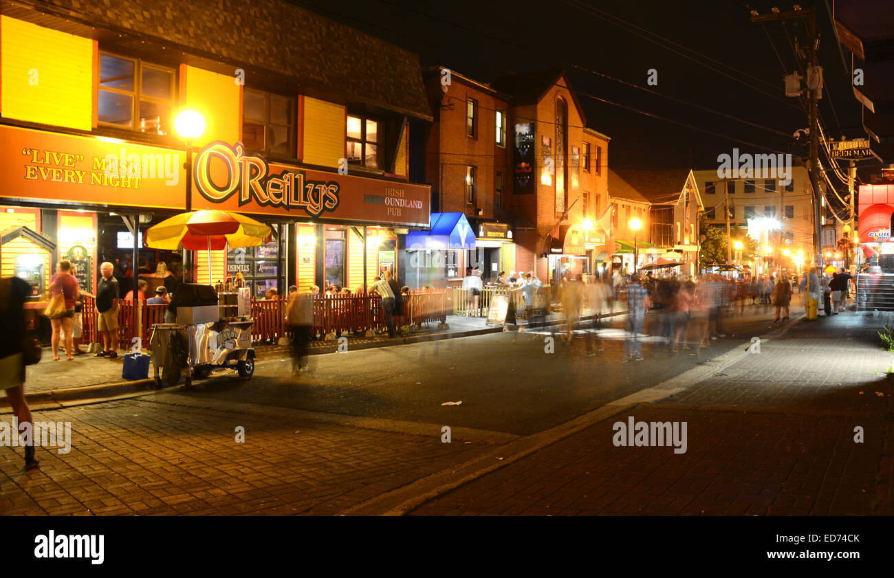 street Nightlife in Saint Johns, Newfoundland, Canada Stock