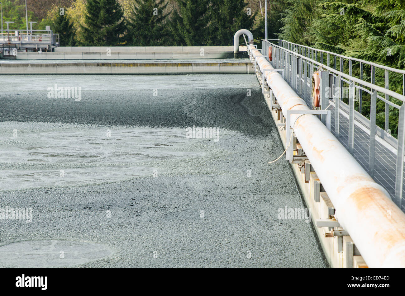 waste water treatment with biological mud pool Stock Photo
