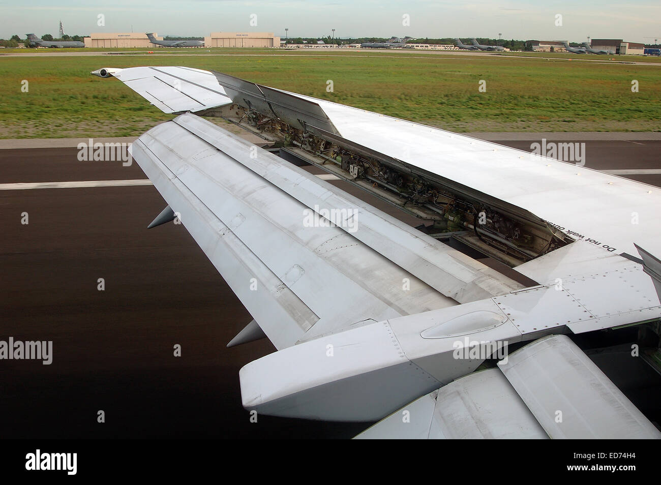 Landing airplane flaps Stock Photo Alamy