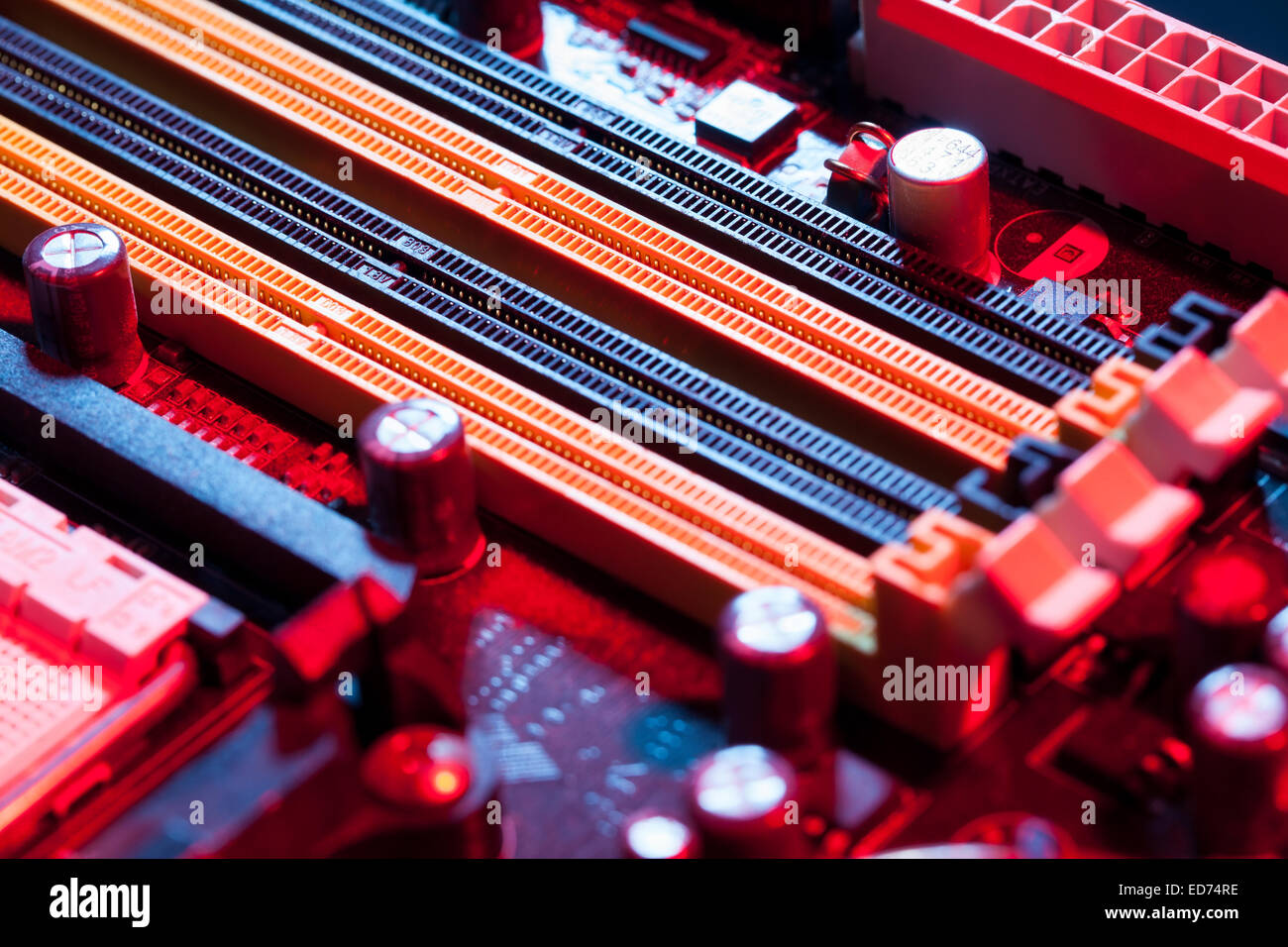 motherboard memory socket Stock Photo