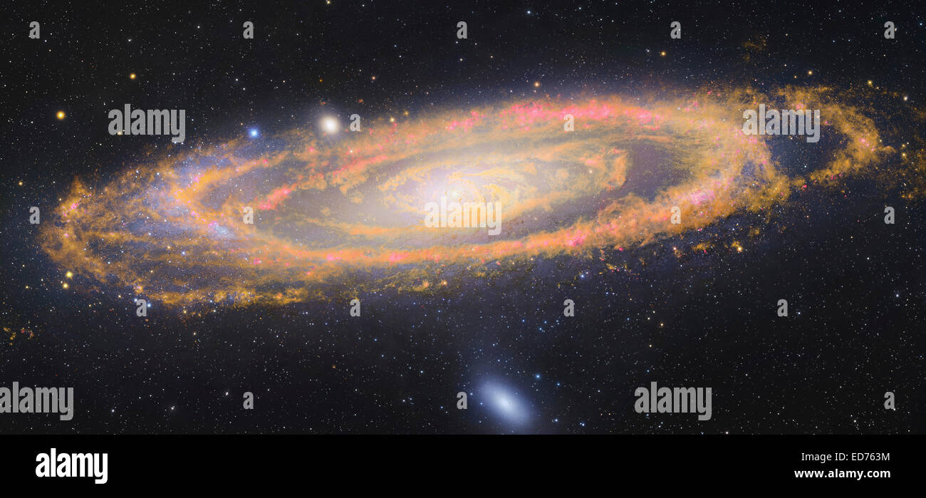 Infrared image of the Andromeda Galaxy, also known as Messier 31 or NGC 224. Stock Photo