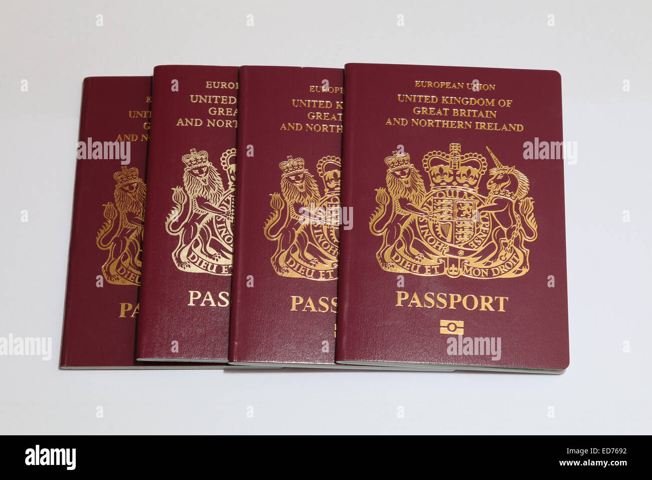 UK passports - fraud forgery illegal immigration asylum seeking Stock Photo
