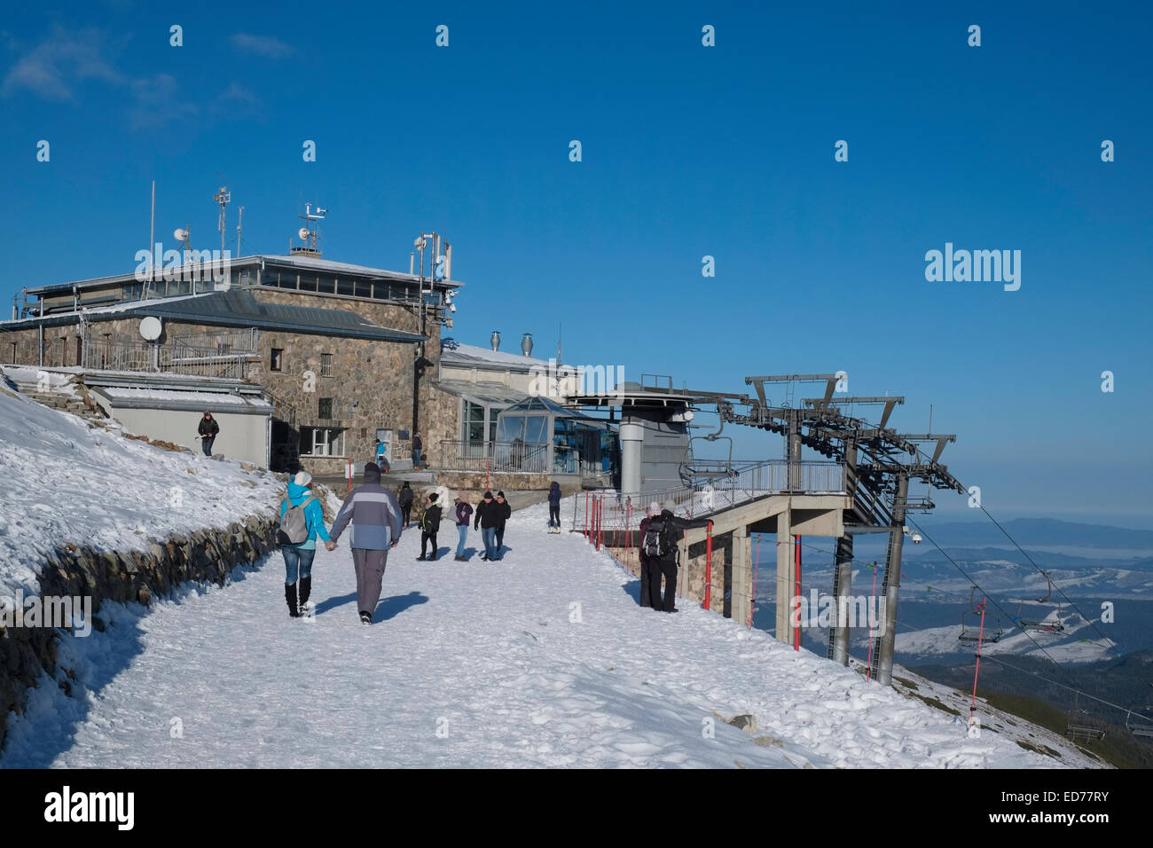 The cable car station at the summit of Kasprowy Wierch, Tatra Mountains, Poland. Stock Photo