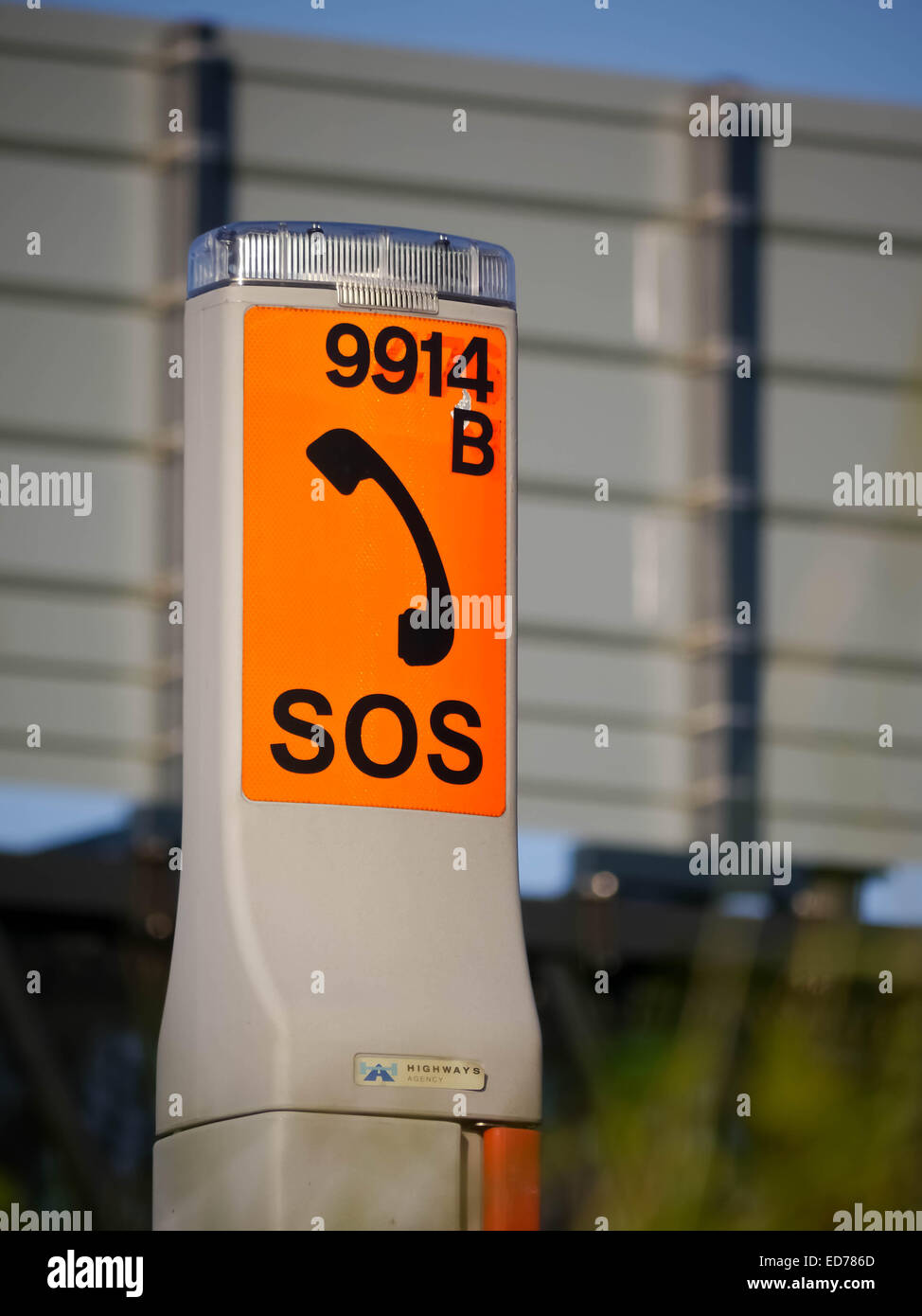 SOS emergency telephone at the side of a motorway Stock Photo
