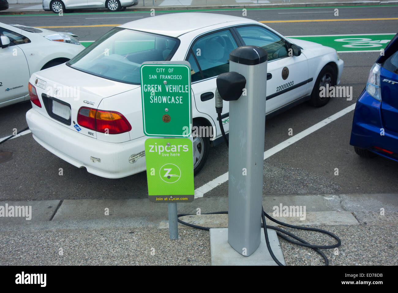 green vehicle charging station in San Francisco CA Stock Photo Alamy