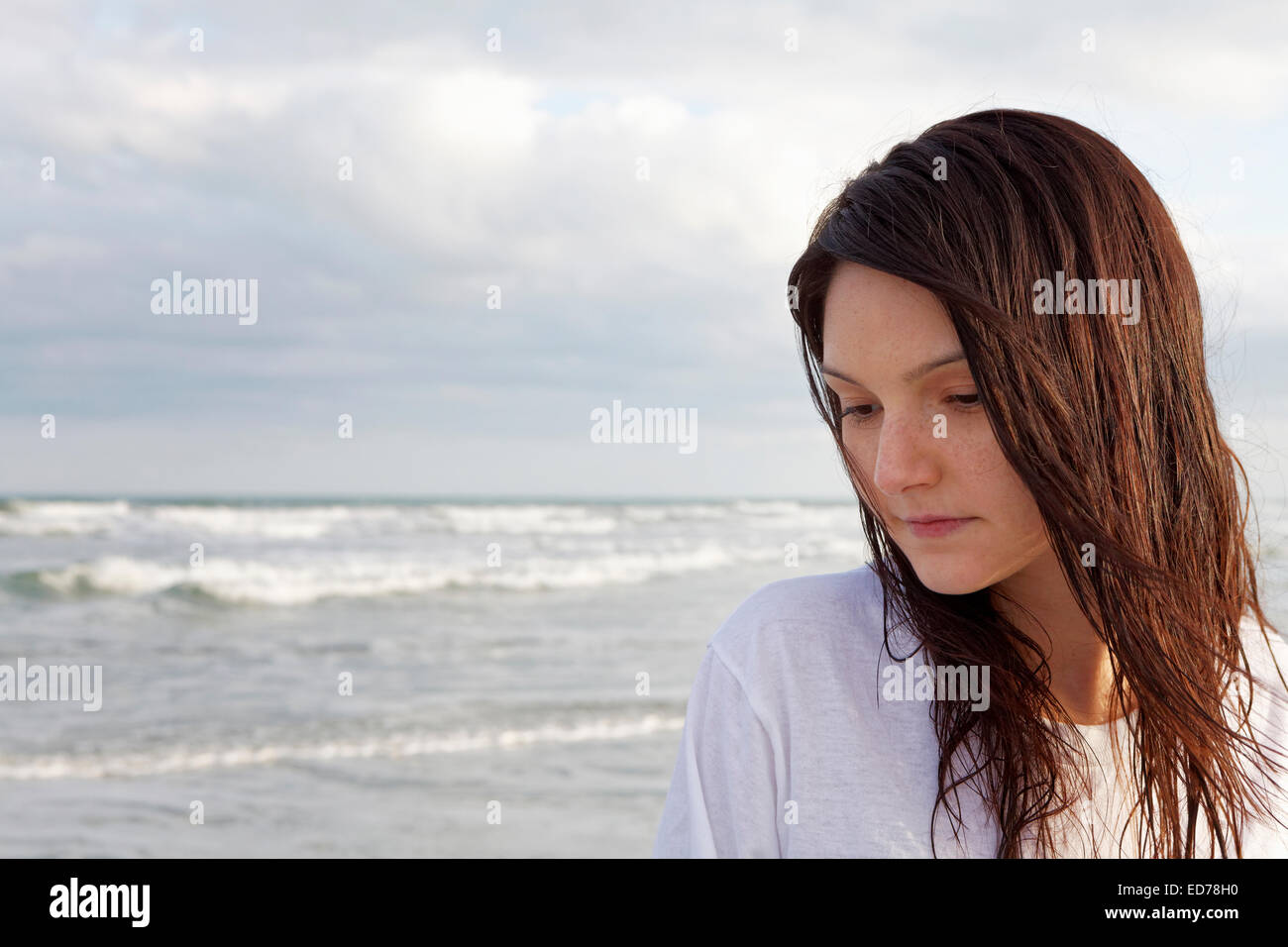 woman on beach, florida Stock Photo
